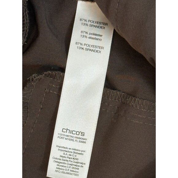Chico’s Zenergy Pants Womens 1 M Brown Gold Zip Capri Pull On Stretch Athleisure - Picture 4 of 16